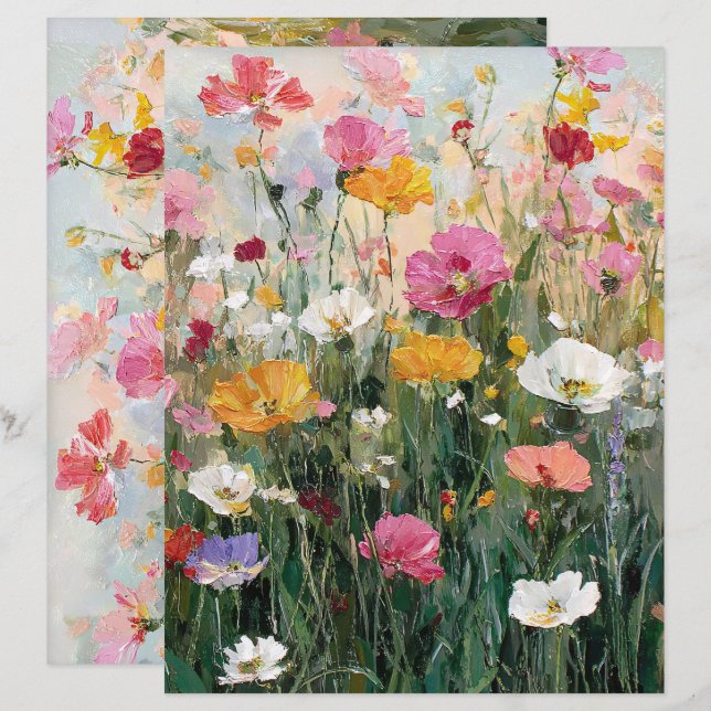 Papel para a pintura a óleo de flor selvagem (Frente/Verso)