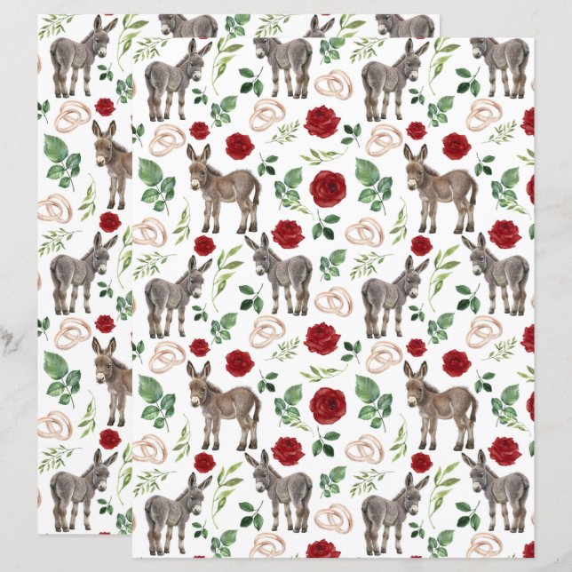Papel para Álbum de Recortes Casamento de Burro em (Frente/Verso)
