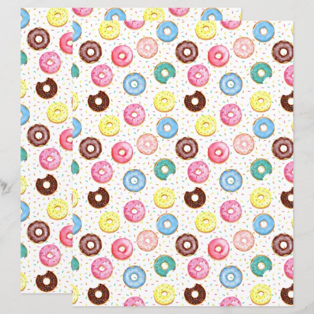 Papel para Álbum de Recortes de Donuts (Frente/Verso)