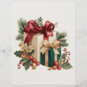 Papel para Álbum de Recortes de Presentes de Natal