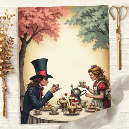 Papel para Álbum de Recortes do Chá da Alice com o