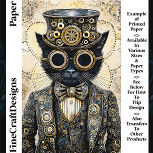 Papel para Álbum de Recortes Gato Preto Steampunk 