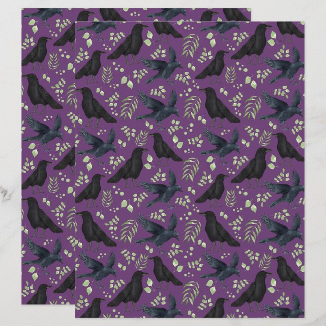 Papel para Álbum de Recortes Raven em Roxo (Frente/Verso)