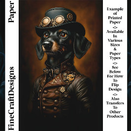 Papel para Artesanato CR5 do Steampunk Dachshund W