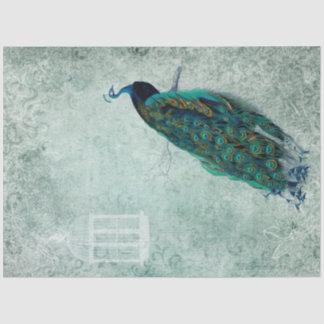 Papel para Artesanato de Tecido Vintage Peacock 18