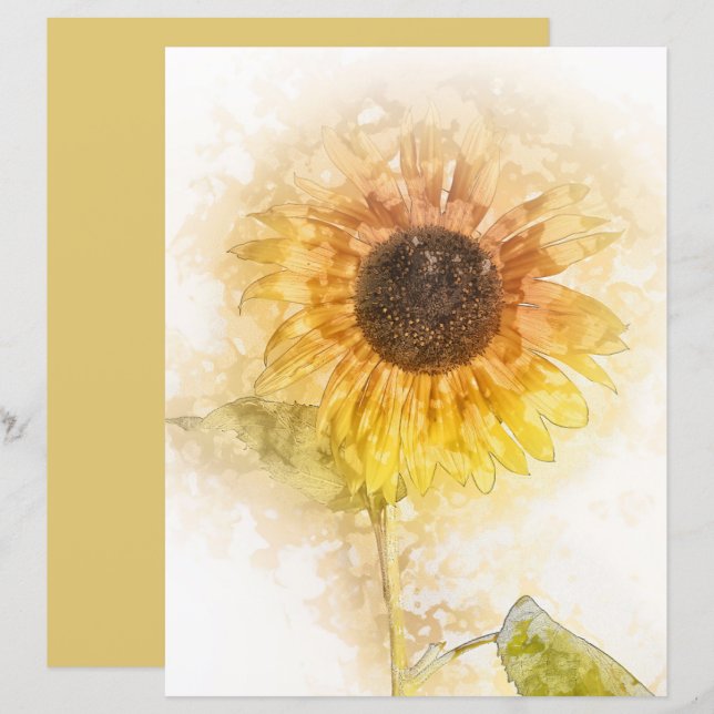 Papel para Artesanatos de álcoois Sunflower Waterc (Frente/Verso)