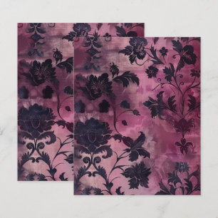 Papel para Escraparia Floral de Grunge Gótico Roxo