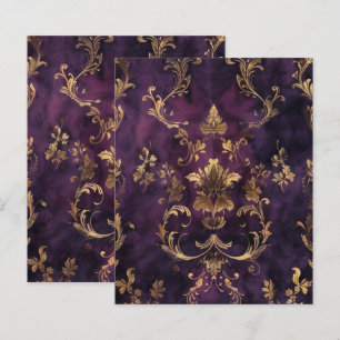 Papel para Escraparia Floral de Grunge Gótico Roxo