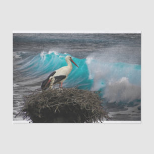 Papel para presentes nos tecidos com o oceano e o