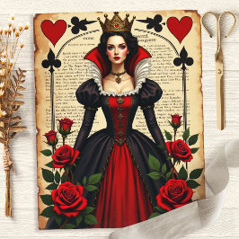 Papel para Scrapbook Alice Rainha de Copas Rosas V