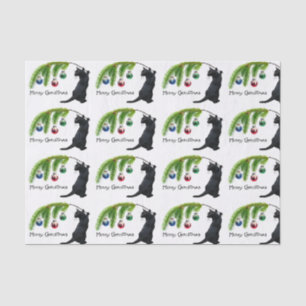 Papel para tecidos de Natal em Troca de Gato Negro