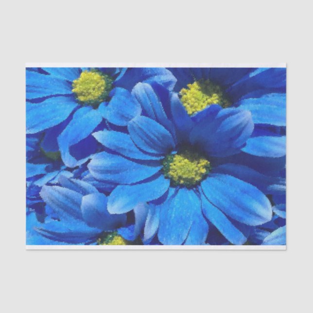 Papel para tecidos florais azul de pintura elegant (Frente )