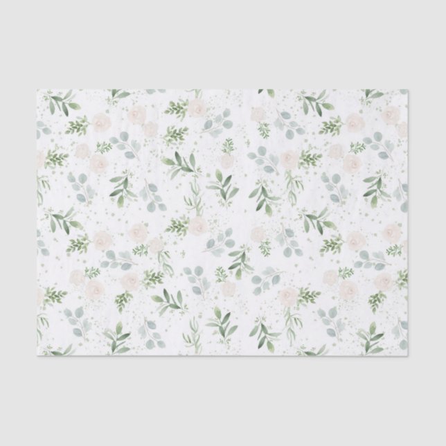 Papel para tecidos verdes e brancos (Frente )