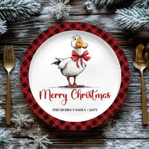 Papel Pato de Natal Divertido Fantasia Mínima Prato de P