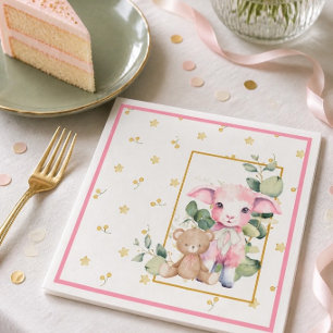 Papel Pequeno Cordeiro Guardanapo para Chá de Bebê Ros