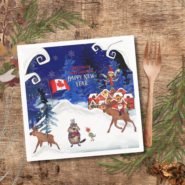Papel Personalize Guardanapo de Inverno | Seu País e Sau (Customize Winter Napkin  Your Country & Greeting)