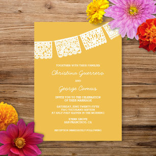 Papel Picado amarelo   Convite Para Casamento