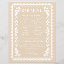 Papel Picado Bar Menu Moderno Mexicano