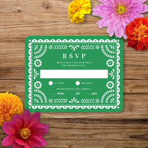 Papel Picado Green Cartão RSVP de Resposta de Ca