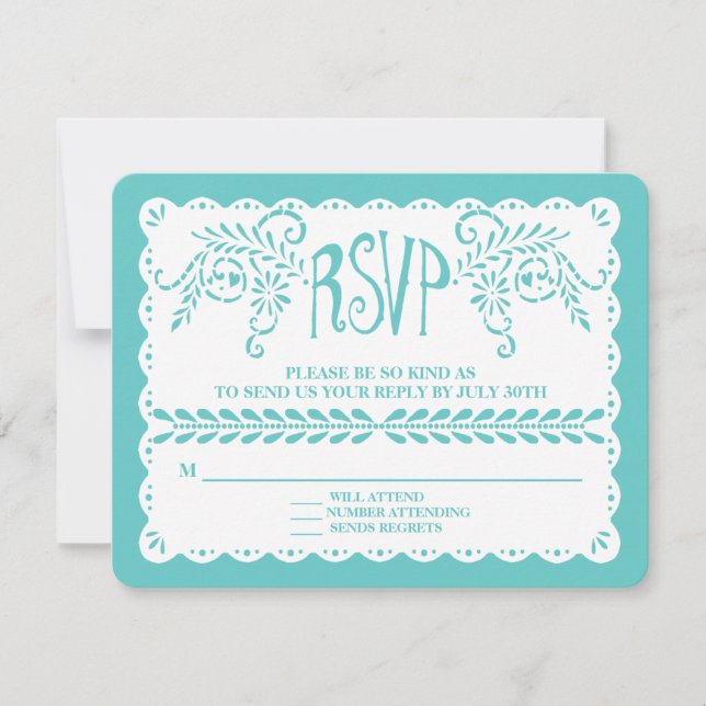Papel Picado RSVP Azul Aqua Fiesta - Banner (Frente)