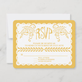 Papel Picado RSVP Dourado Fiesta Wedding Banner