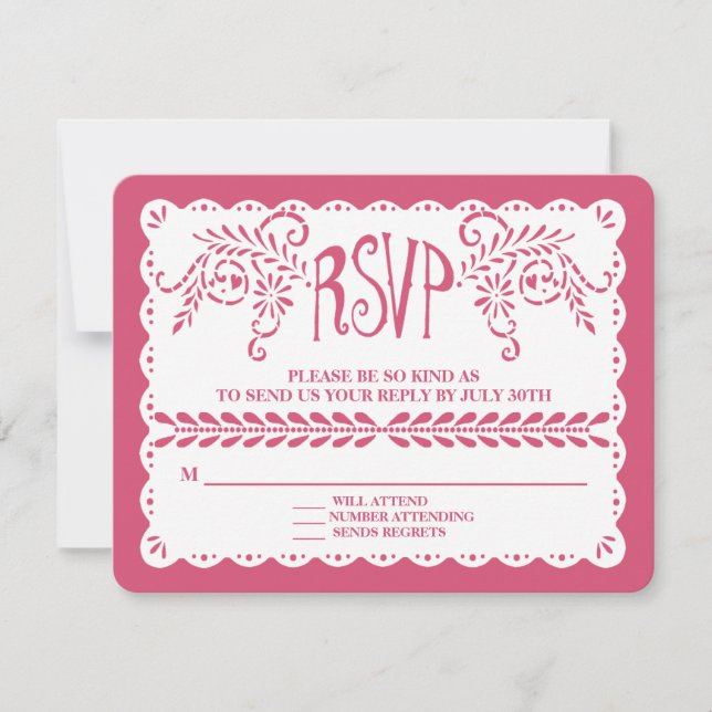 Papel Picado RSVP Pink Blue Fiesta Banner (Frente)