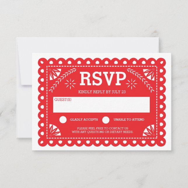 Papel Picado Wedding RSVP Vermelho (Frente)