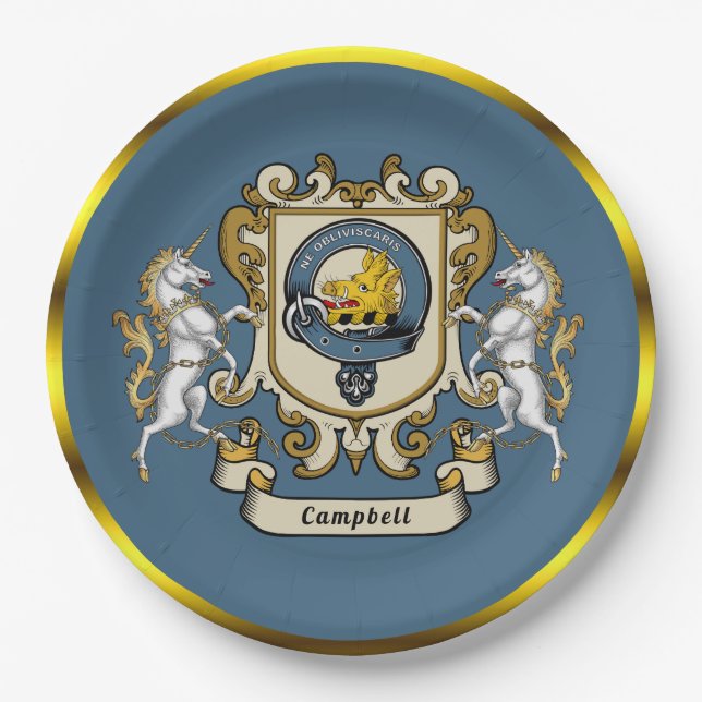 Papel Placa de Clan Campbell Azul Personalizada  Prato d (Frente)