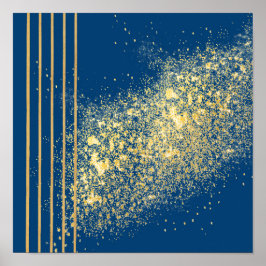 Papel Poster de listras azuis e Douradas elegantes