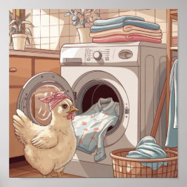 Papel Poster (Matte) de frango de lavanderia
