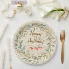 Papel Prato de Aniversário com Design de Flor Colorida