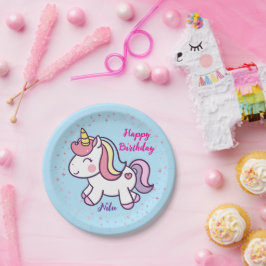 Papel Prato de Aniversário de Unicórnio Mágico