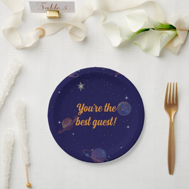 Papel Prato de Aniversário Espacial | Você é o Melhor Co (Casamento)