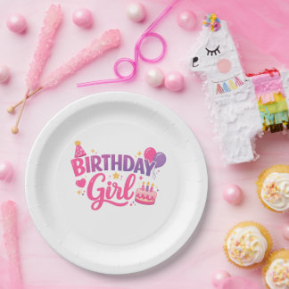 Papel Prato de Aniversário para Menina Festa Infantil Pl