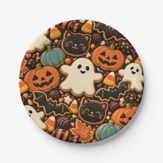 Papel Prato de Biscoitos e Doces de Abóbora Fantasminha