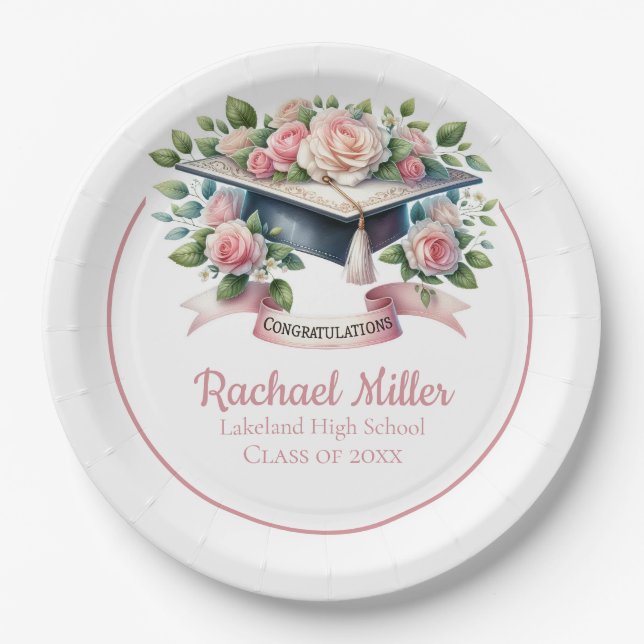 Papel Prato de Celebração de Formatura Personalizável El (Frente)