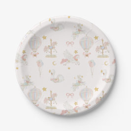 Papel Prato de Chá de Bebê Merry-Go-Round Caprichoso
