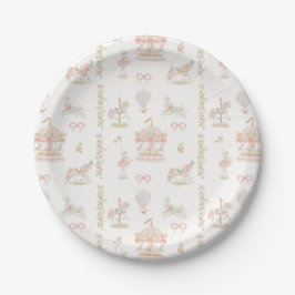 Papel Prato de Chá de Bebê Merry-Go-Round Caprichoso
