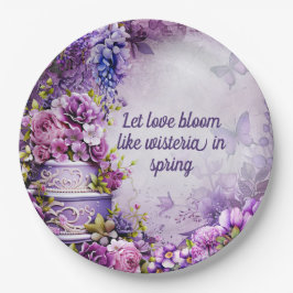 Papel Prato de Chá de Panela de Noiva de Wistéria Roxa c
