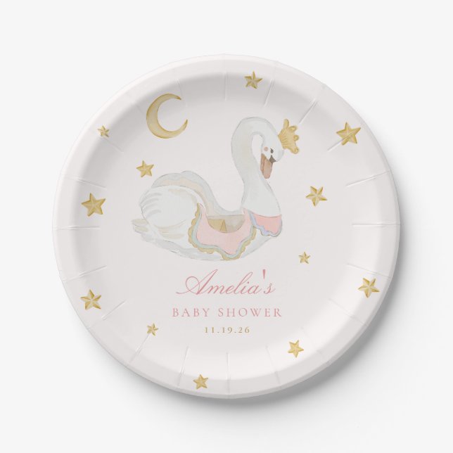 Papel Prato de Churrasco de Bebê Cisne Caprichoso (Frente)