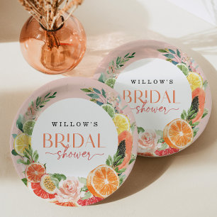 Papel Prato de Favor de Chuveiro de Noiva de Citrus Trop