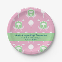 Prato de festa da Liga de Golfe - Rosa & Verde