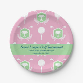 Papel Prato de festa da Liga de Golfe - Rosa & Verde