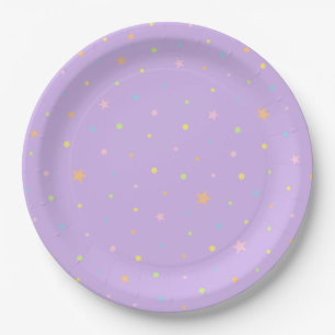 Papel Prato de festa de aniversário com confetes roxos p