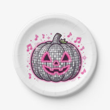 Prato de festa de Halloween Abóbora Disco Rosa