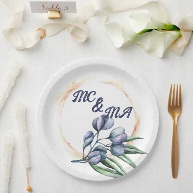 Papel Prato de festa floral personalizado Harmonia de fl (Casamento)