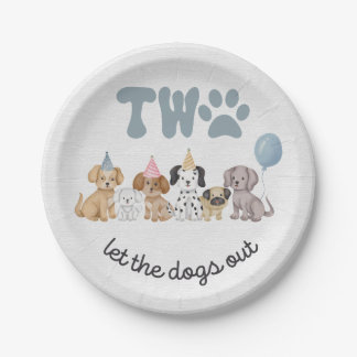 Papel Prato de festa Pink Two Let the Dogs Out