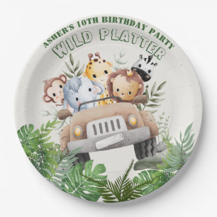 Papel Prato de Festa Safari Personalizado Aniversário Ju