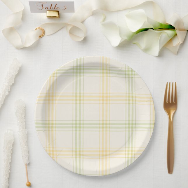 Papel Prato de Festa | Xadrez de Lima e Limão | Gim-Tôni (Casamento)