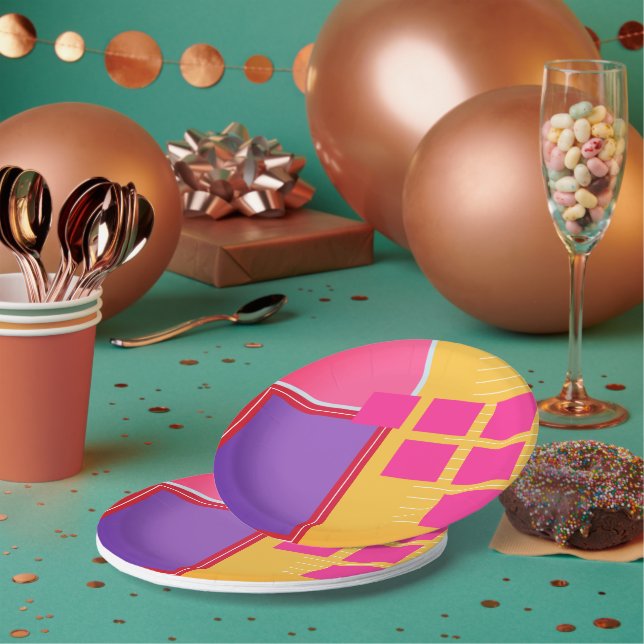 Papel Prato de jantar com cores ousadas e design gráfico (Múltiplo)